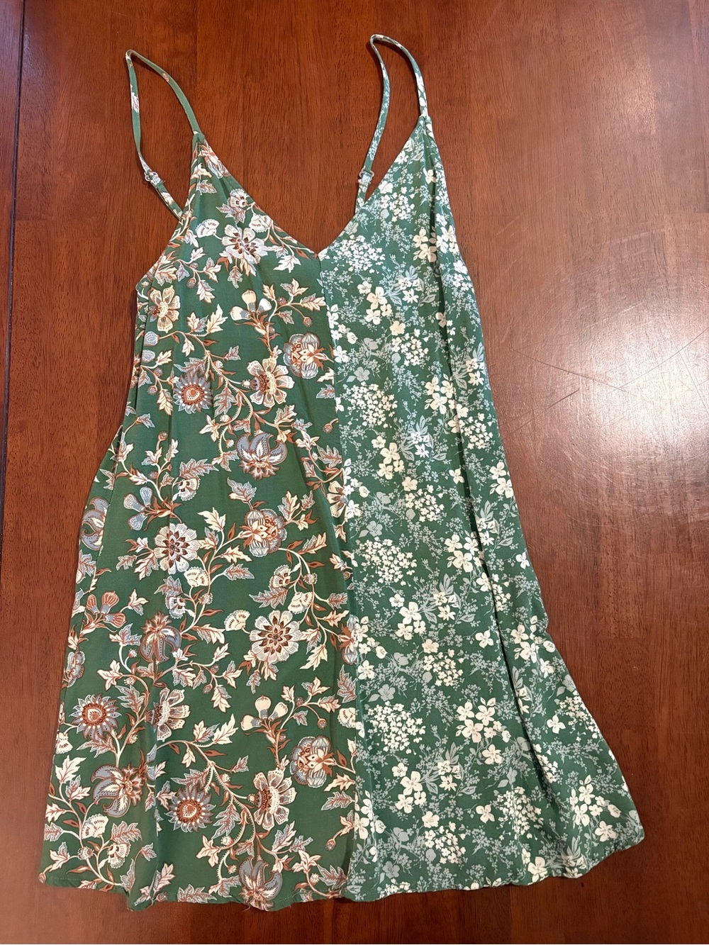 Spoiled Green Floral Split-Print Slip Dress